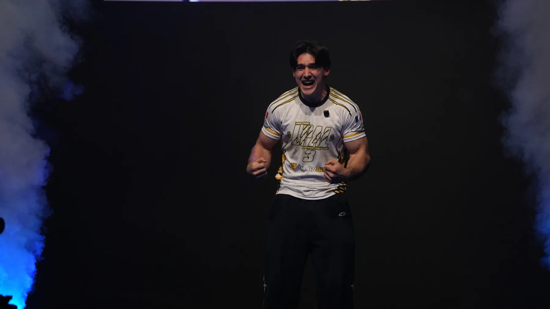 Ethan shouting with joy on the walkout