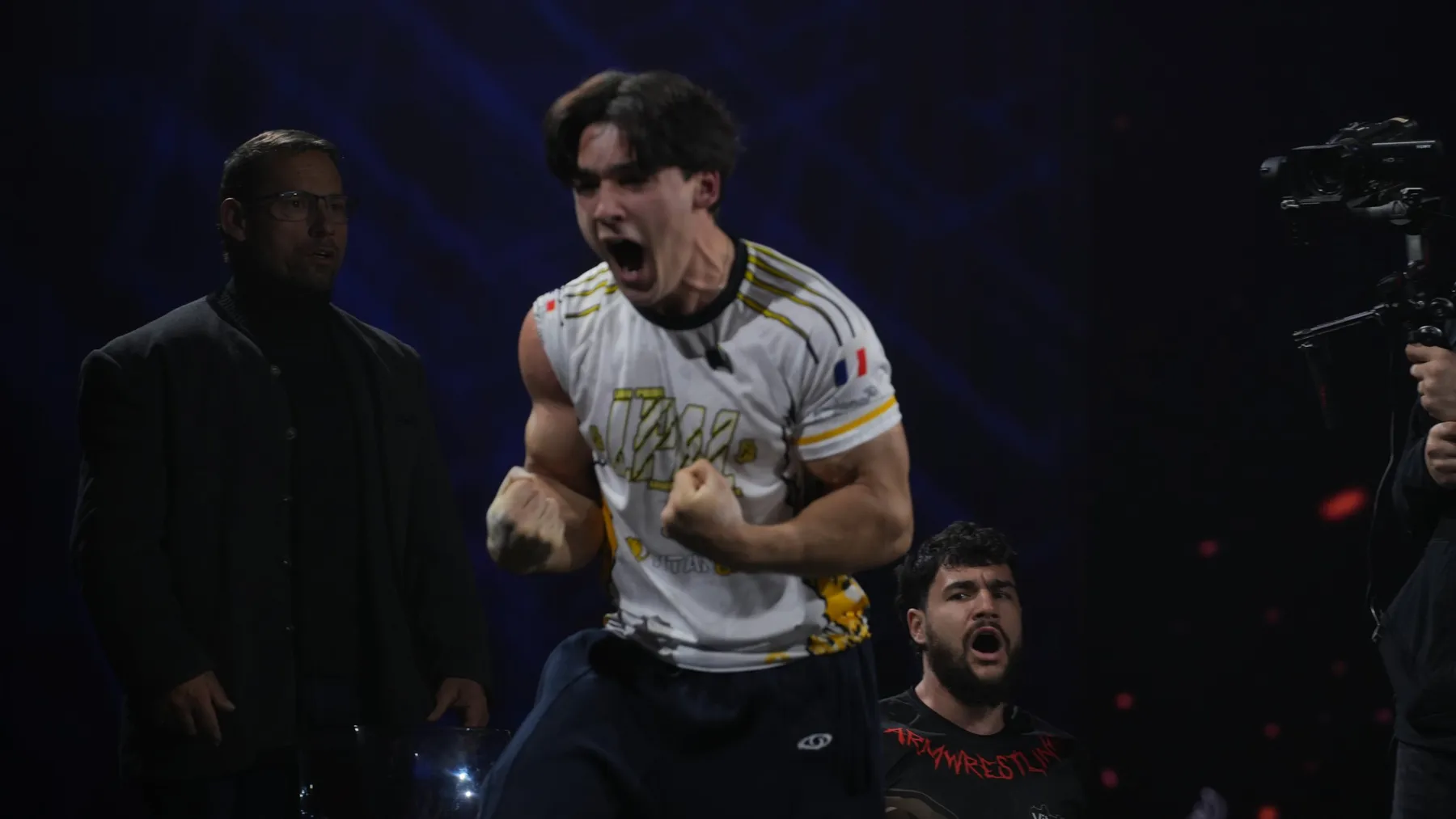 Ethan celebrating his win